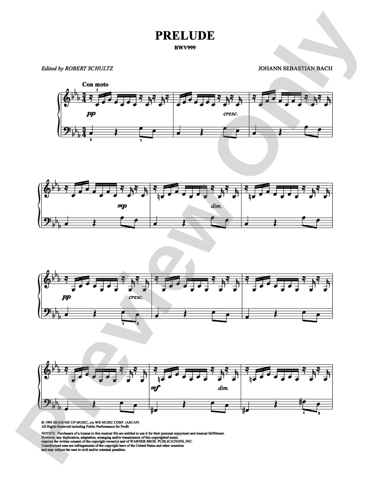 Prelude In C Minor: Piano Digital Sheet Music