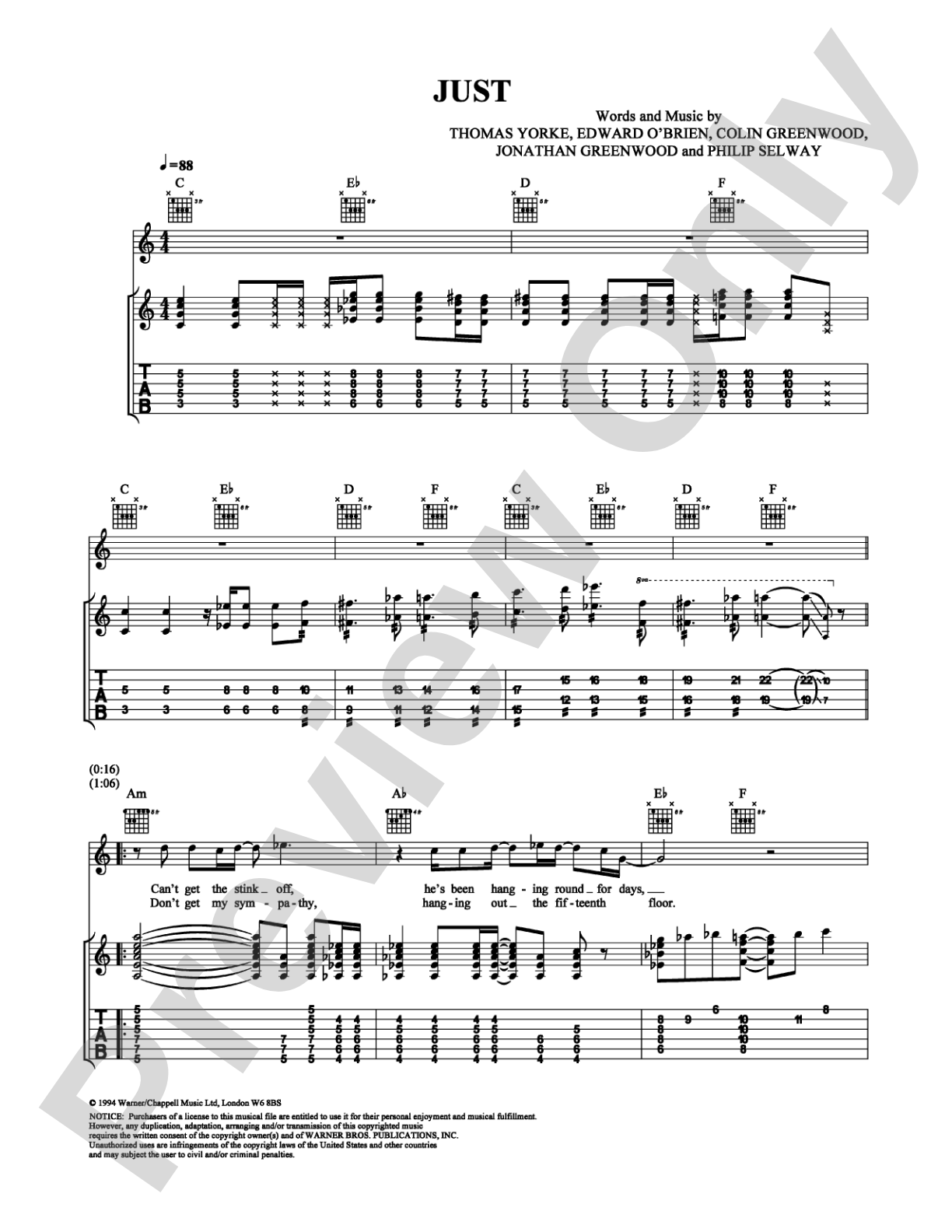 Just: Guitar TAB Digital Sheet Music