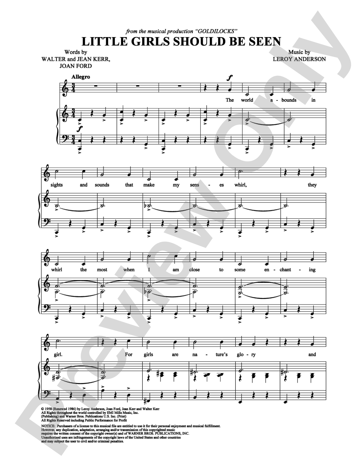Little Girls Should Be Seen: Piano/Vocal/Chords Digital Sheet Music