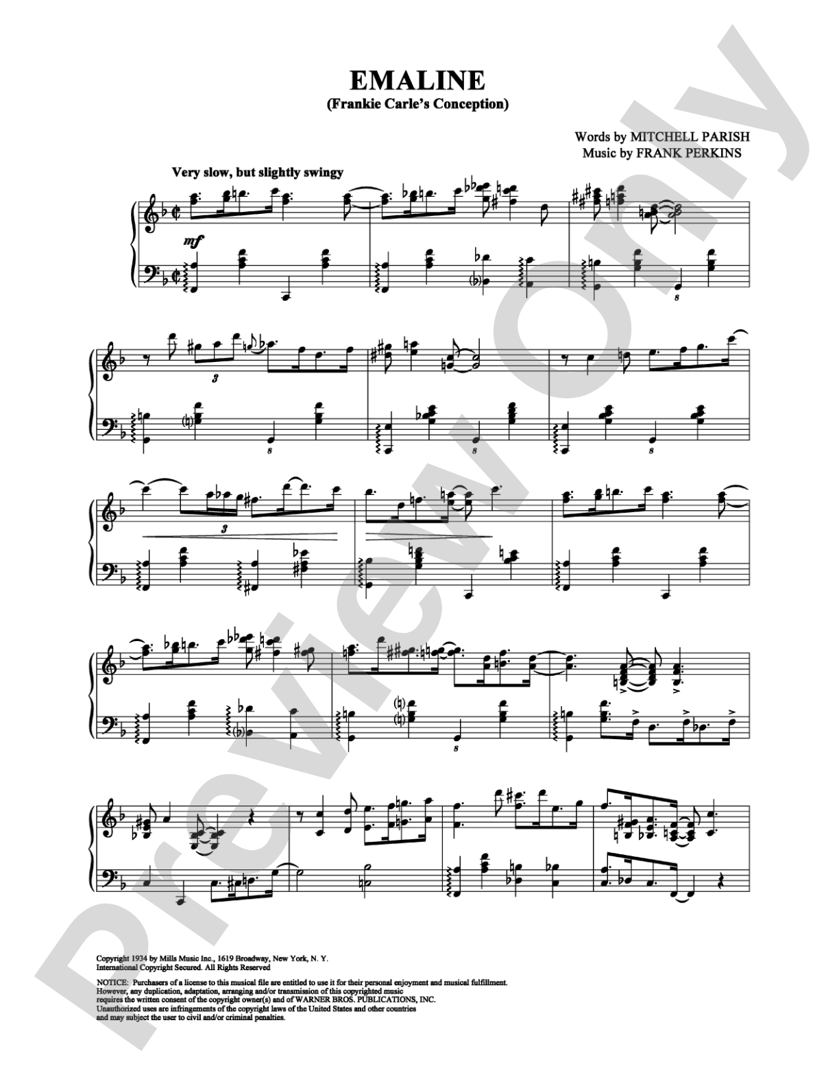 Emaline: Piano Digital Sheet Music