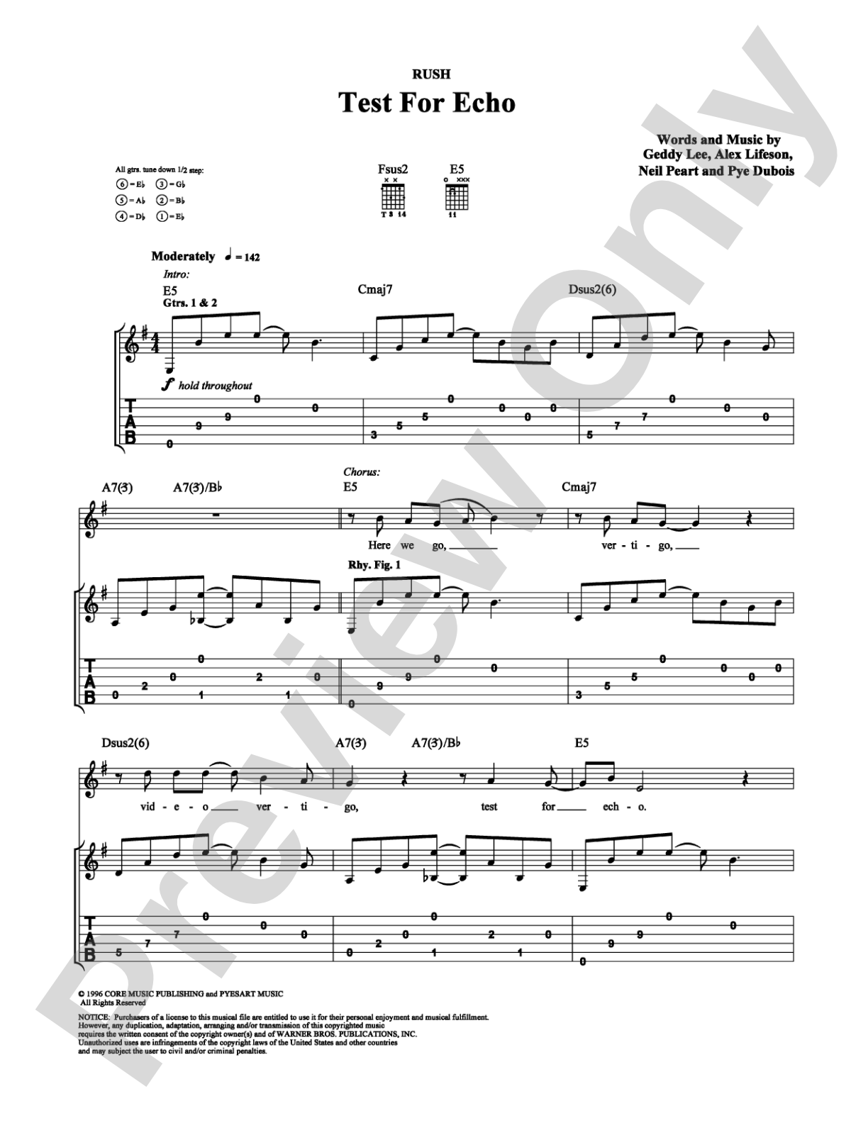 Test For Echo: Guitar TAB Digital Sheet Music