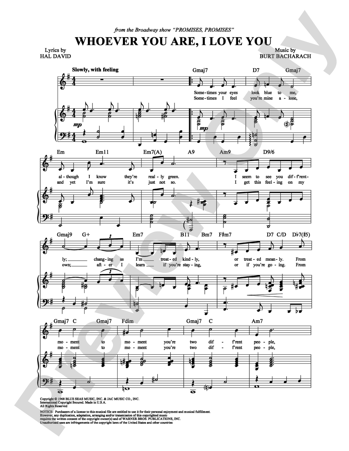 Whoever You Are, I Love You: Piano/Vocal/Chords Digital Sheet Music