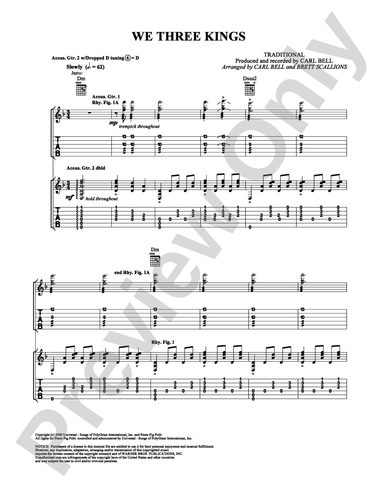 We Three Kings: Guitar TAB Digital Sheet Music