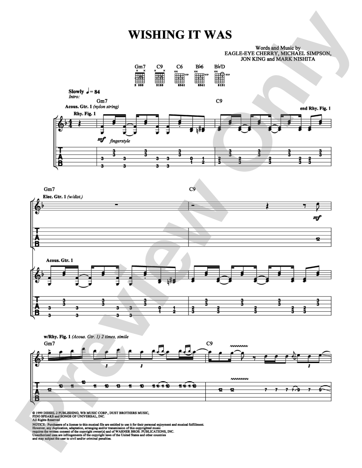 Wishing it Was: Guitar TAB Digital Sheet Music