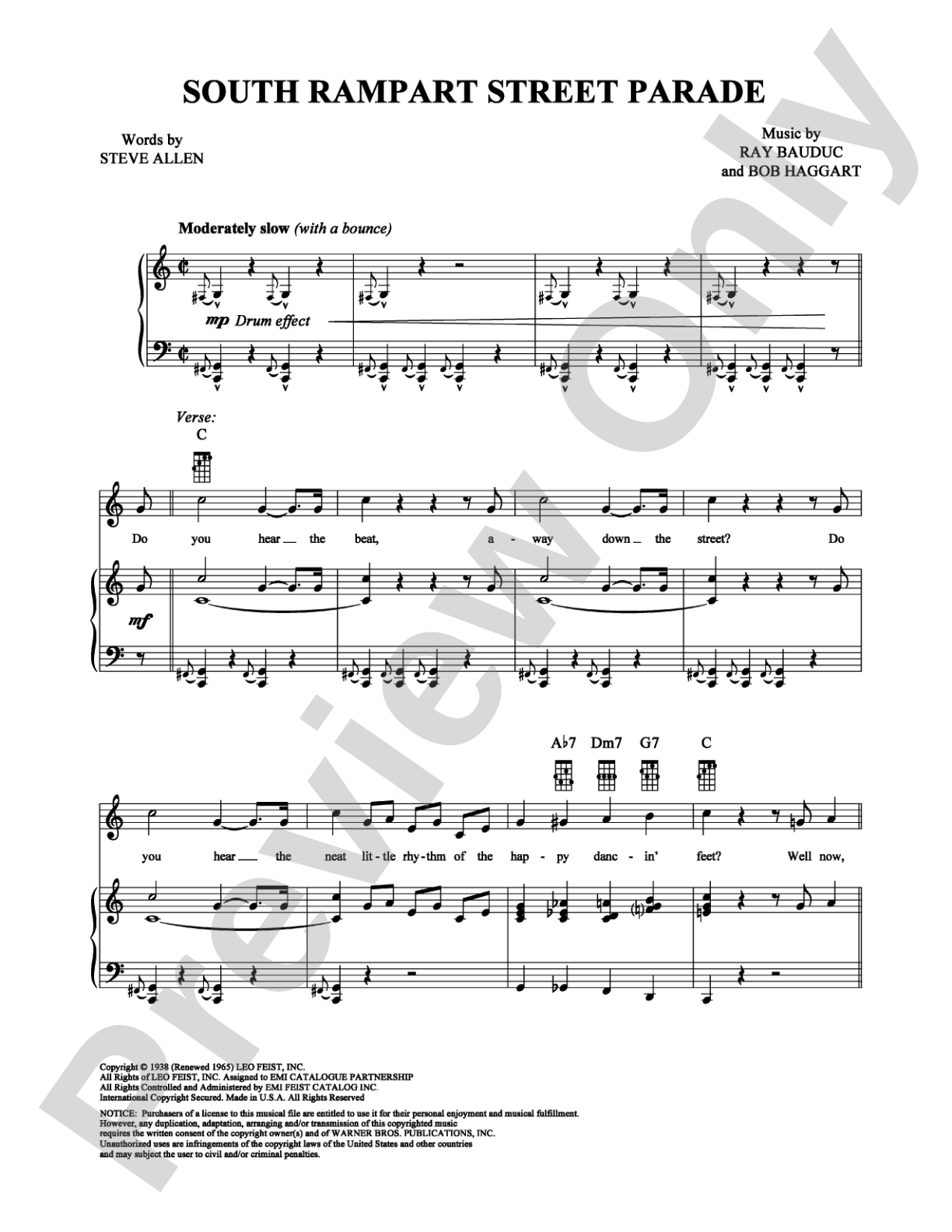 South Rampart Street Parade: Piano/Vocal/Chords Digital Sheet Music