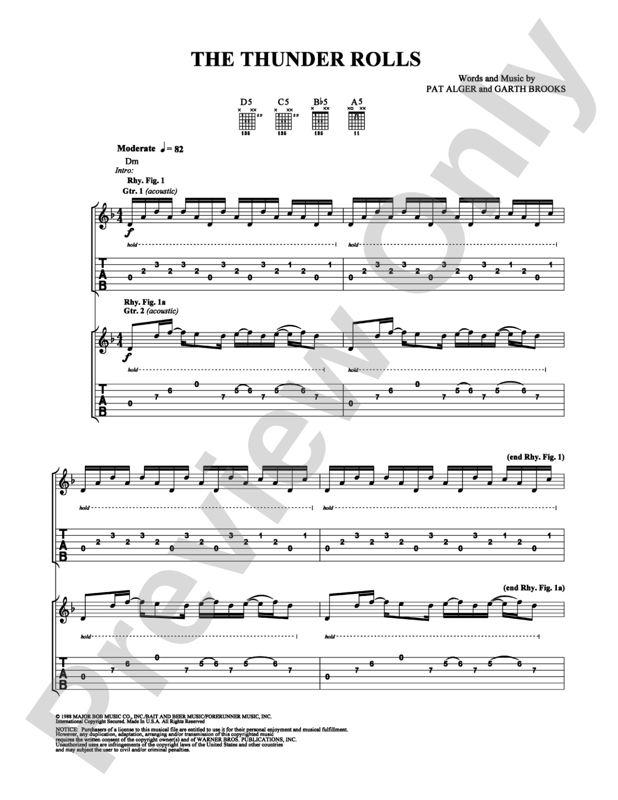The Thunder Rolls: Guitar TAB Digital Sheet Music
