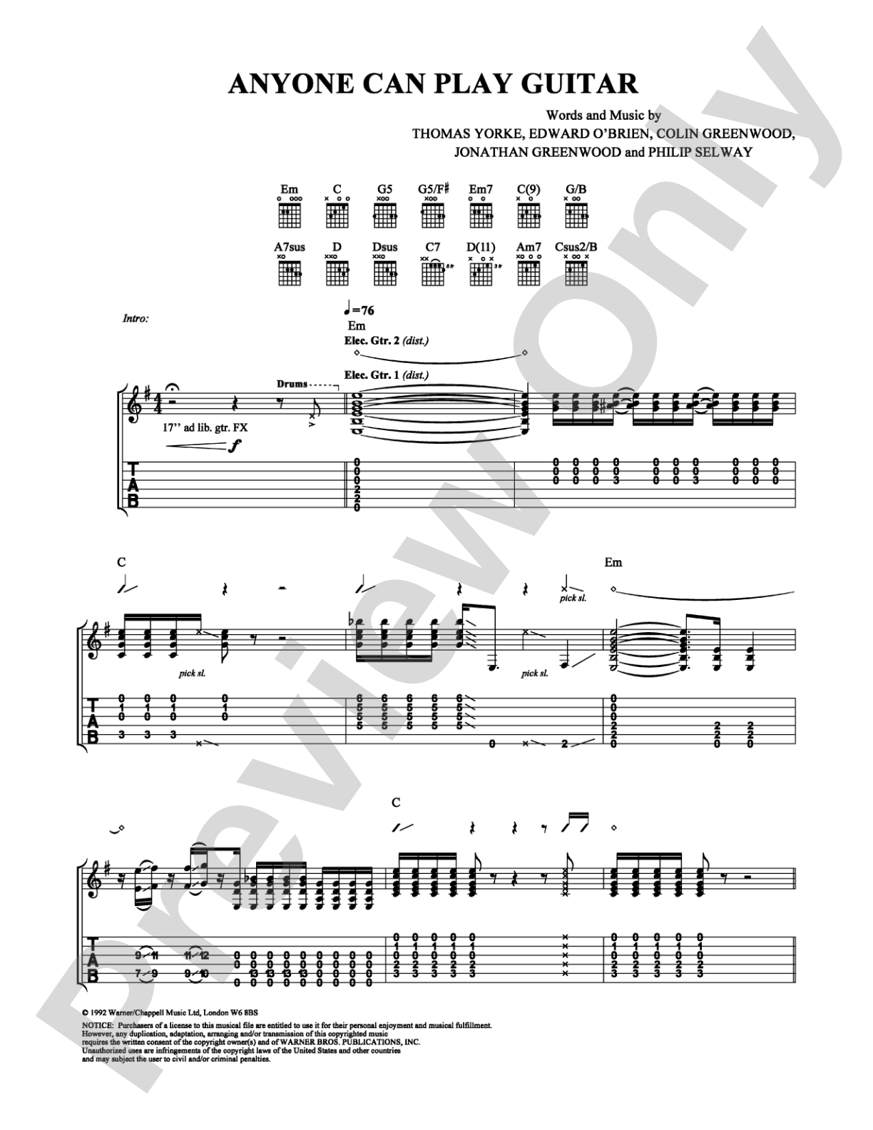 Anyone Can Play Guitar: Guitar TAB Digital Sheet Music