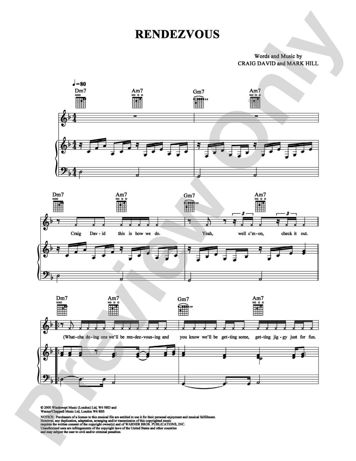 Rendezvous: Piano/Vocal/Chords Digital Sheet Music
