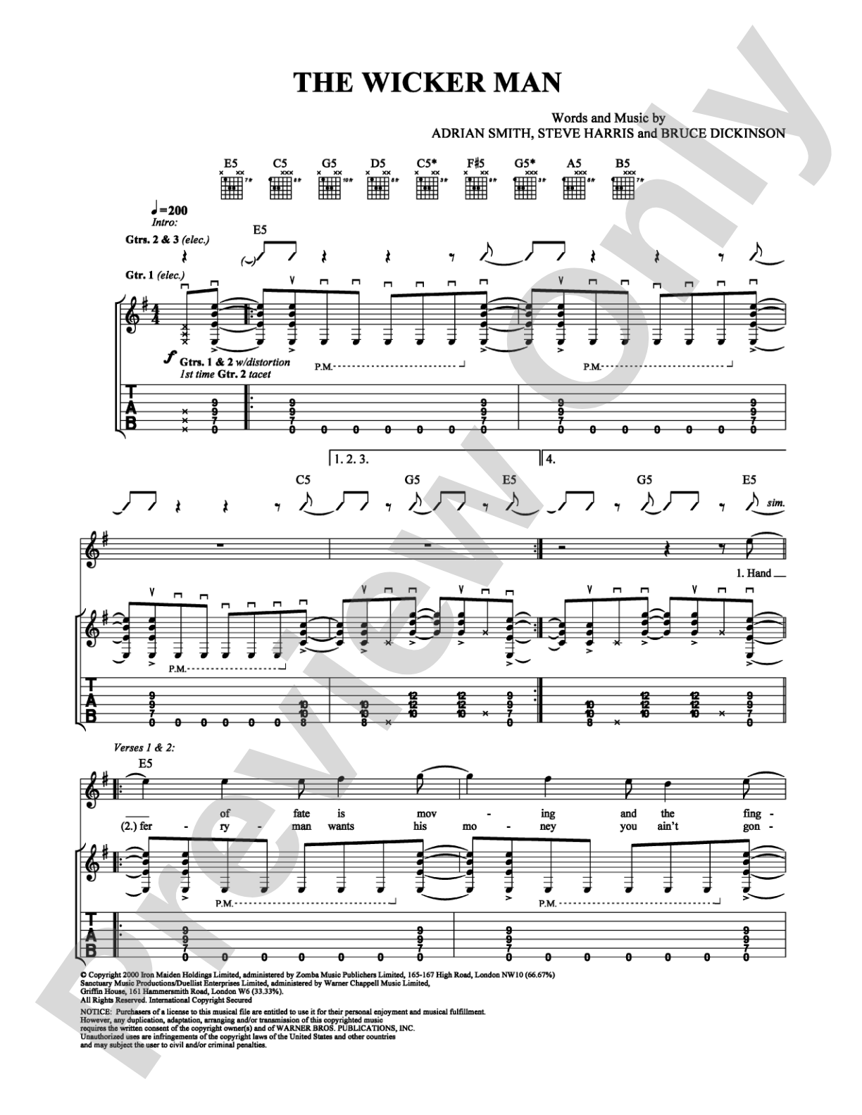 The Wicker Man: Guitar TAB Digital Sheet Music