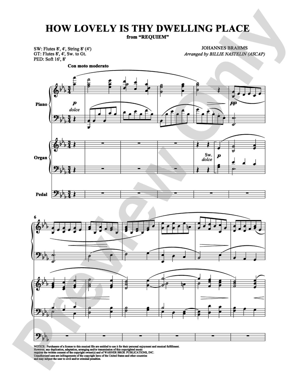 How Lovely Is Thy Dwelling Place: Organ Digital Sheet Music