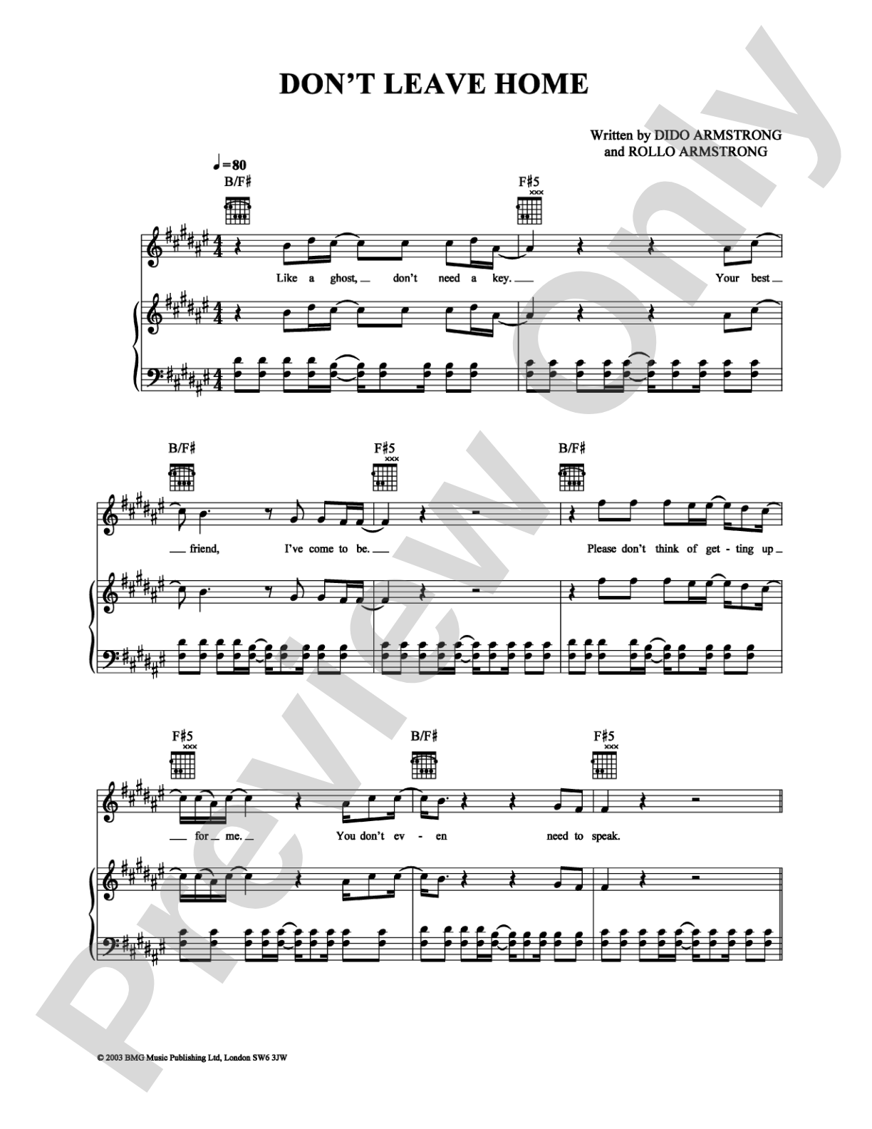 Don't Leave Home: Piano/Vocal/Chords Digital Sheet Music