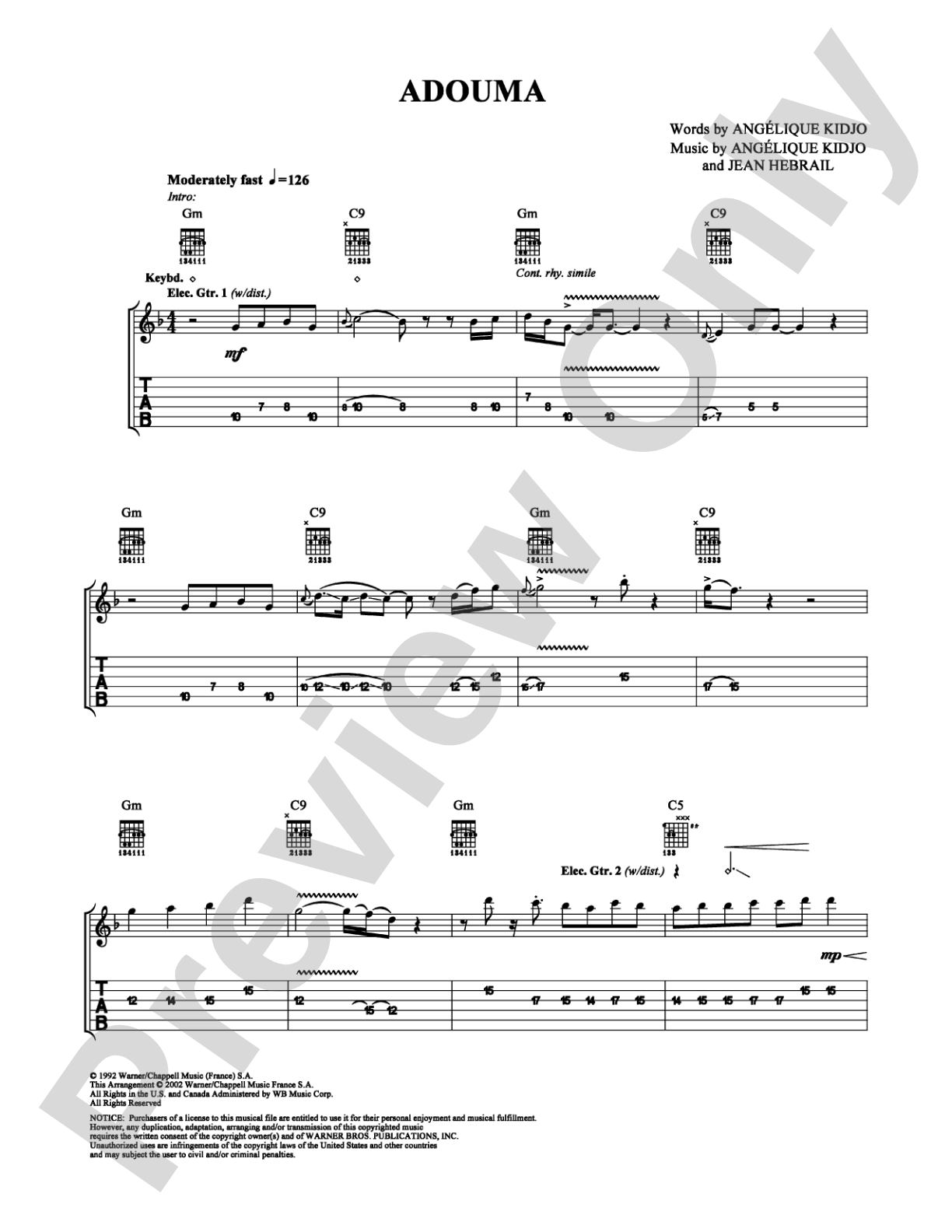 Adouma: Guitar TAB Digital Sheet Music