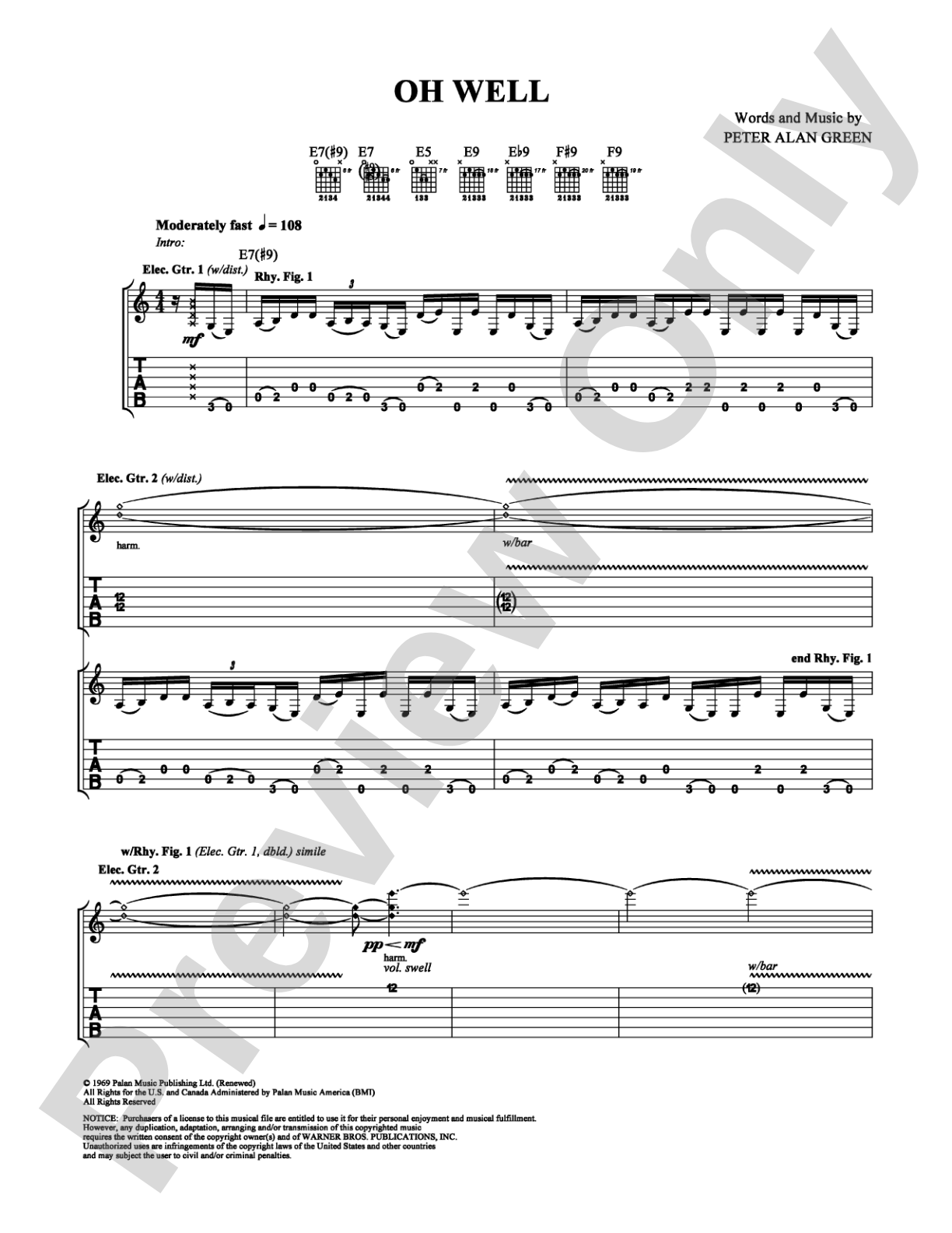 Oh Well: Guitar TAB Digital Sheet Music