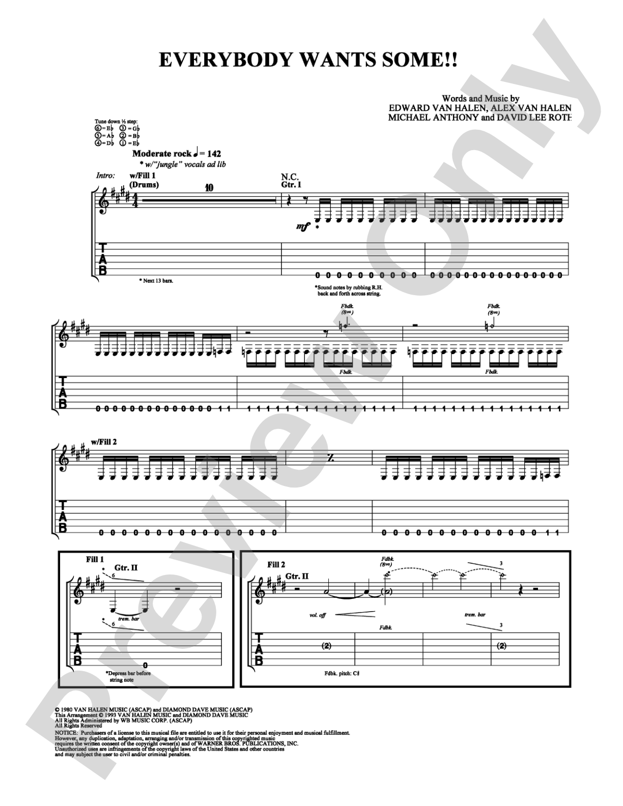 Everybody Wants Some!!: Guitar TAB Digital Sheet Music