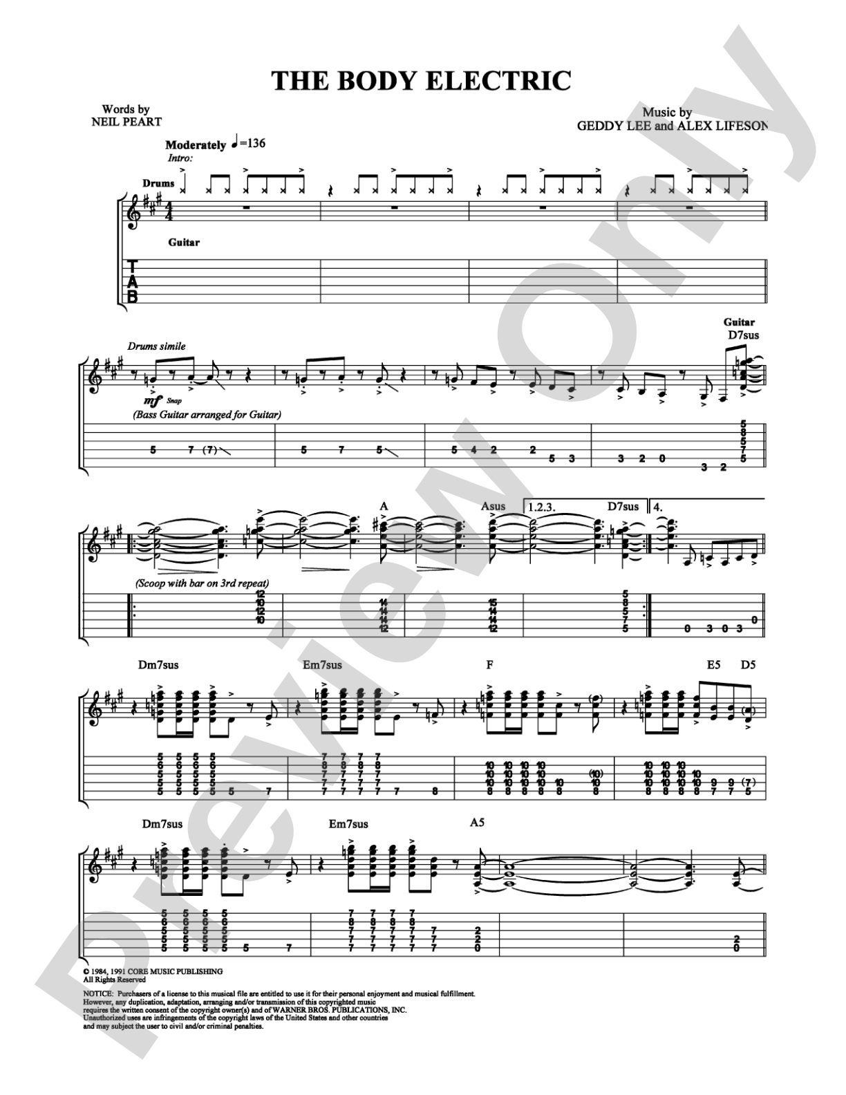 The Body Electric: Guitar TAB Digital Sheet Music