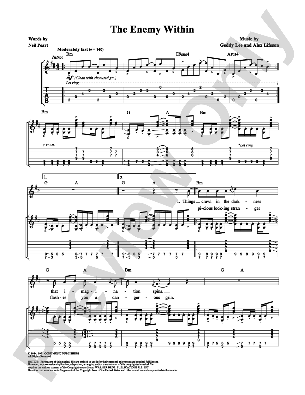 The Enemy Within: Guitar TAB Digital Sheet Music