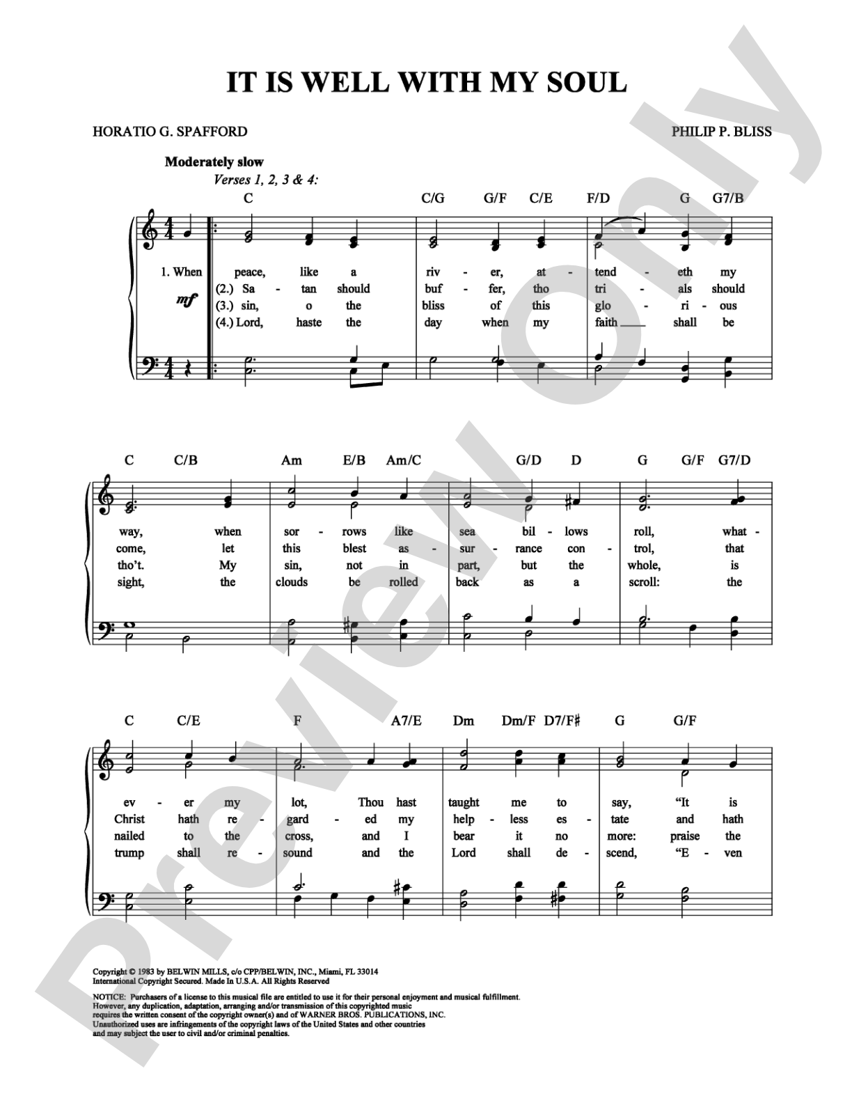 It Is Well With My Soul: Piano/Vocal/Chords Digital Sheet Music