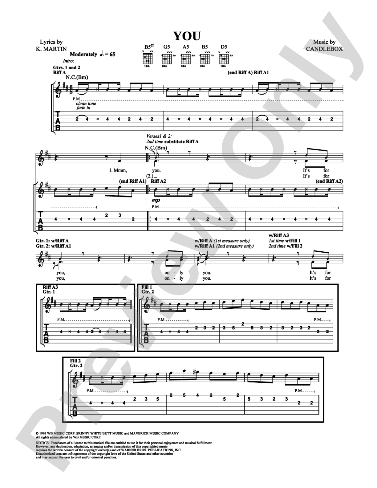You: Guitar TAB Digital Sheet Music
