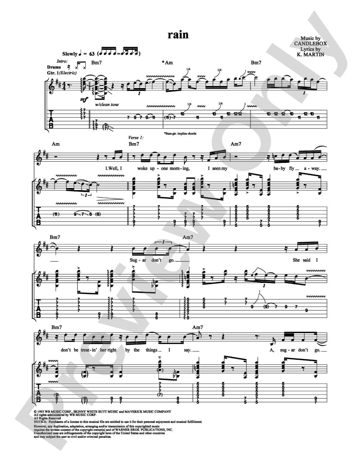 Rain: Guitar TAB Digital Sheet Music