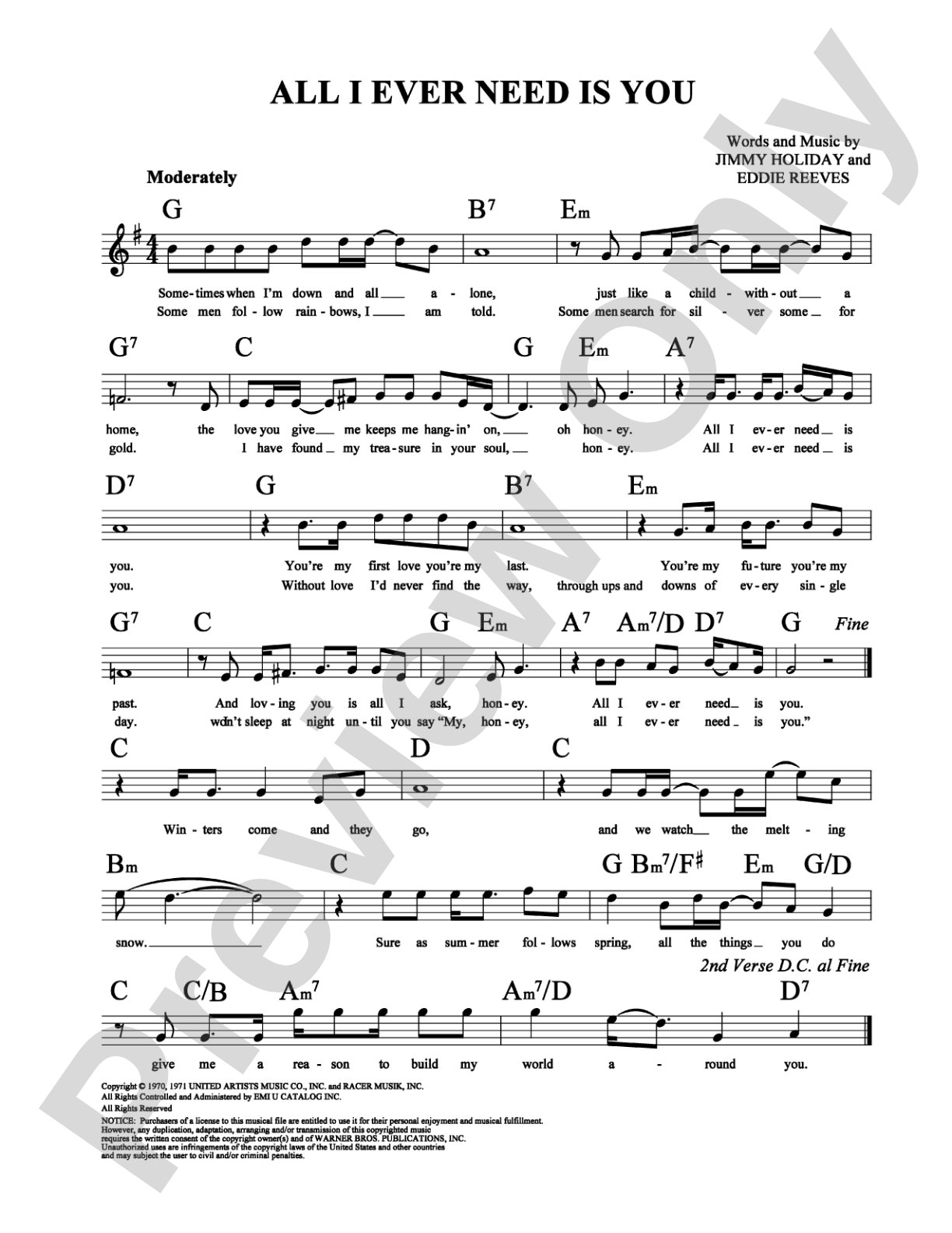 All I Ever Need Is You: Lead Sheet Digital Sheet Music