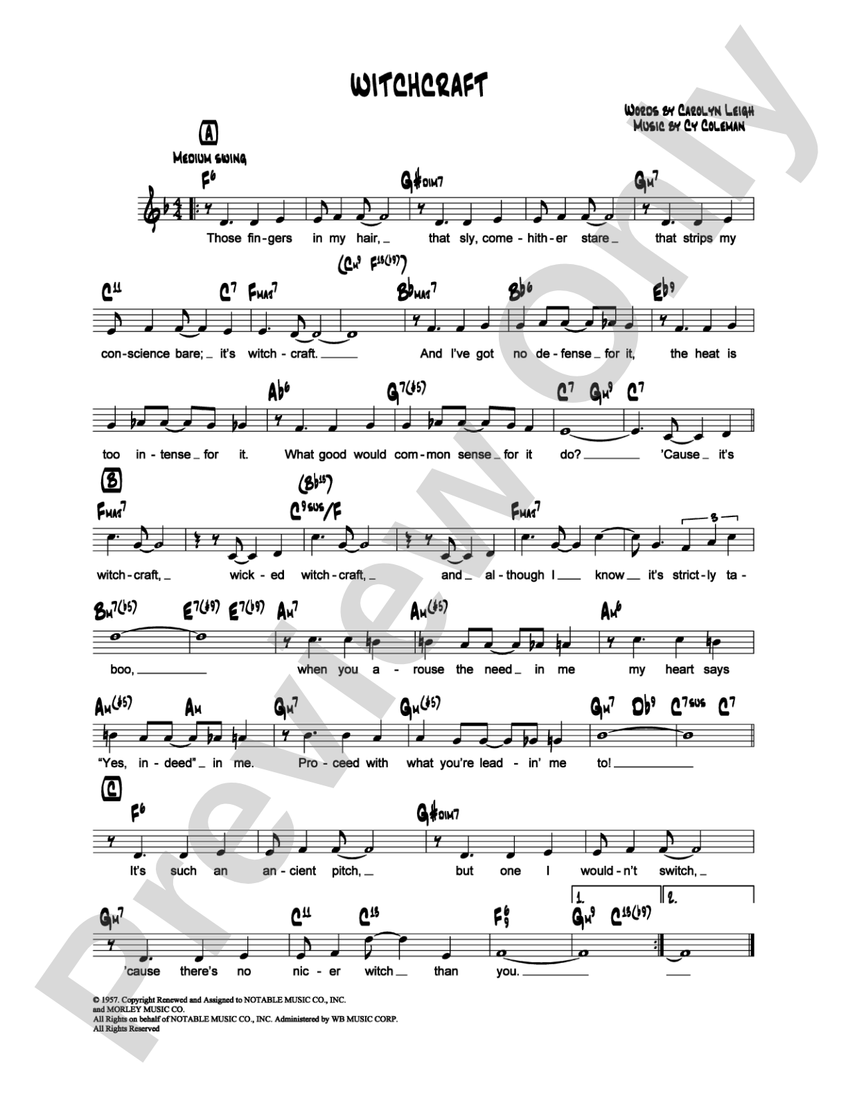 Witchcraft: Lead Sheet Digital Sheet Music