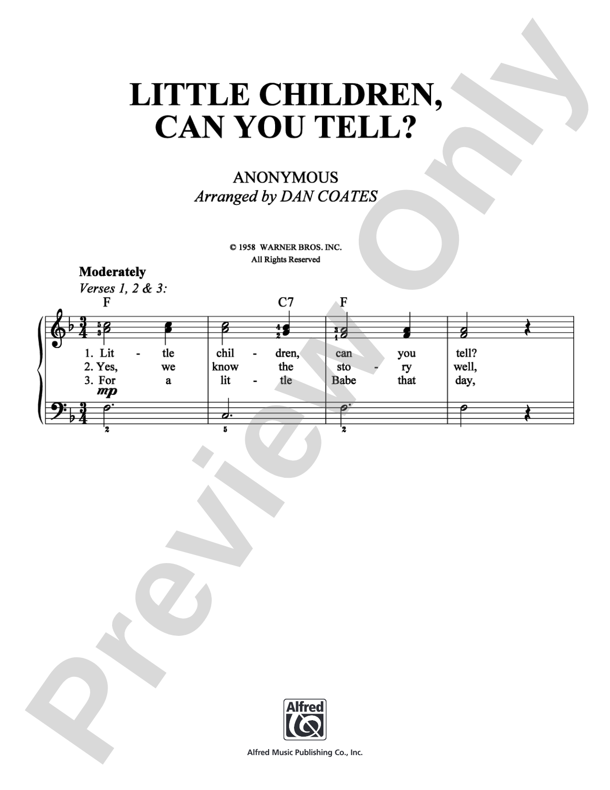 Little Children, Can You Tell?: Easy Piano Digital Sheet Music