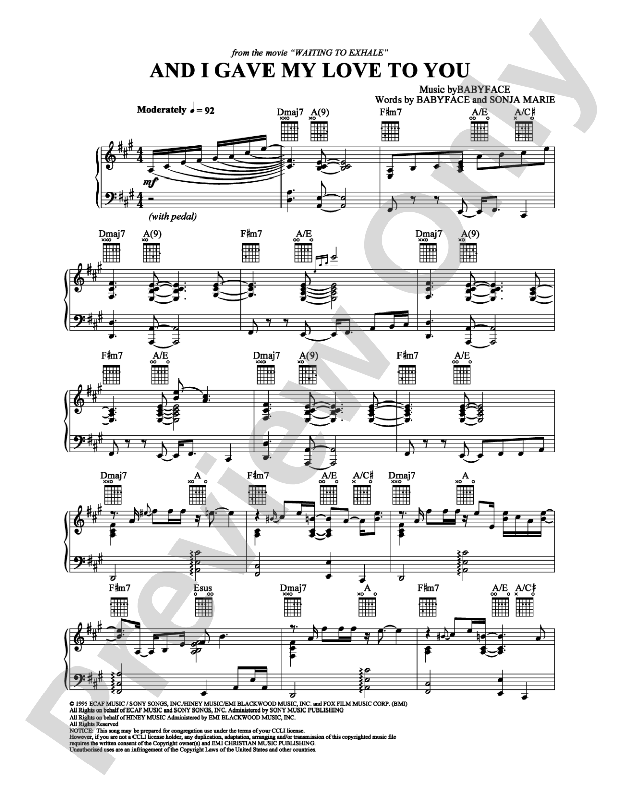 And I Gave My Love to You: Piano/Vocal/Chords Digital Sheet Music