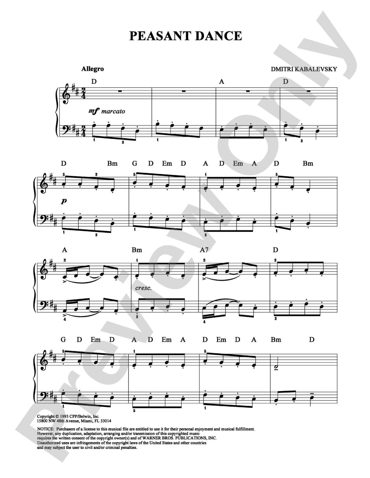 Peasant Dance: Piano Digital Sheet Music