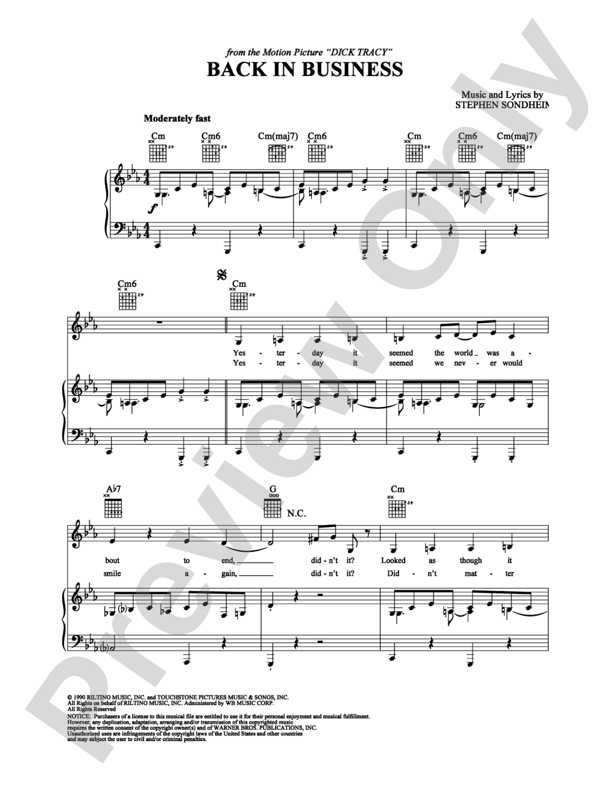Back in Business: Piano/Vocal/Chords Digital Sheet Music
