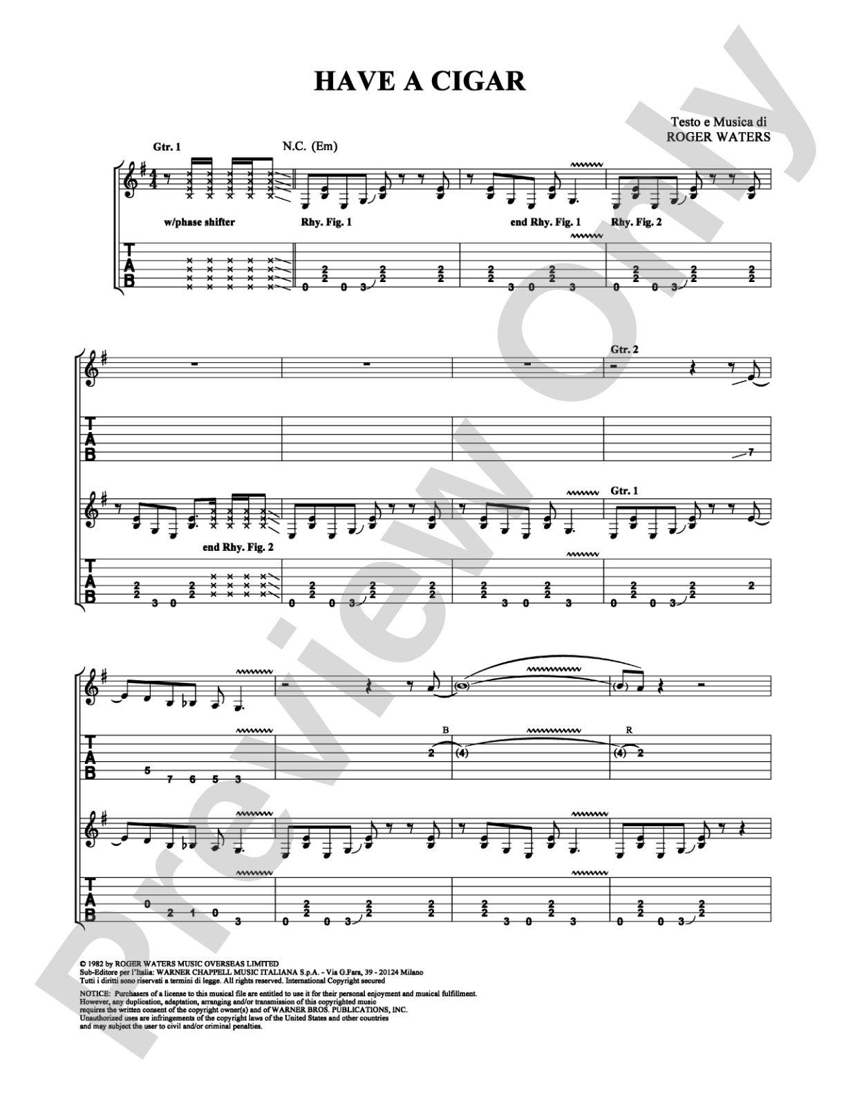 Have a Cigar: Guitar TAB Digital Sheet Music