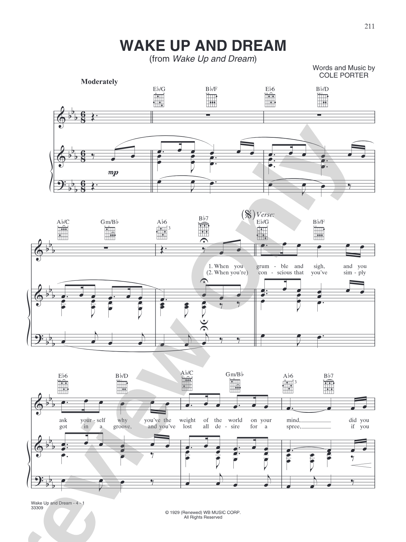 Wake Up and Dream (from "Wake Up and Dream"): Piano/Vocal/Chords
