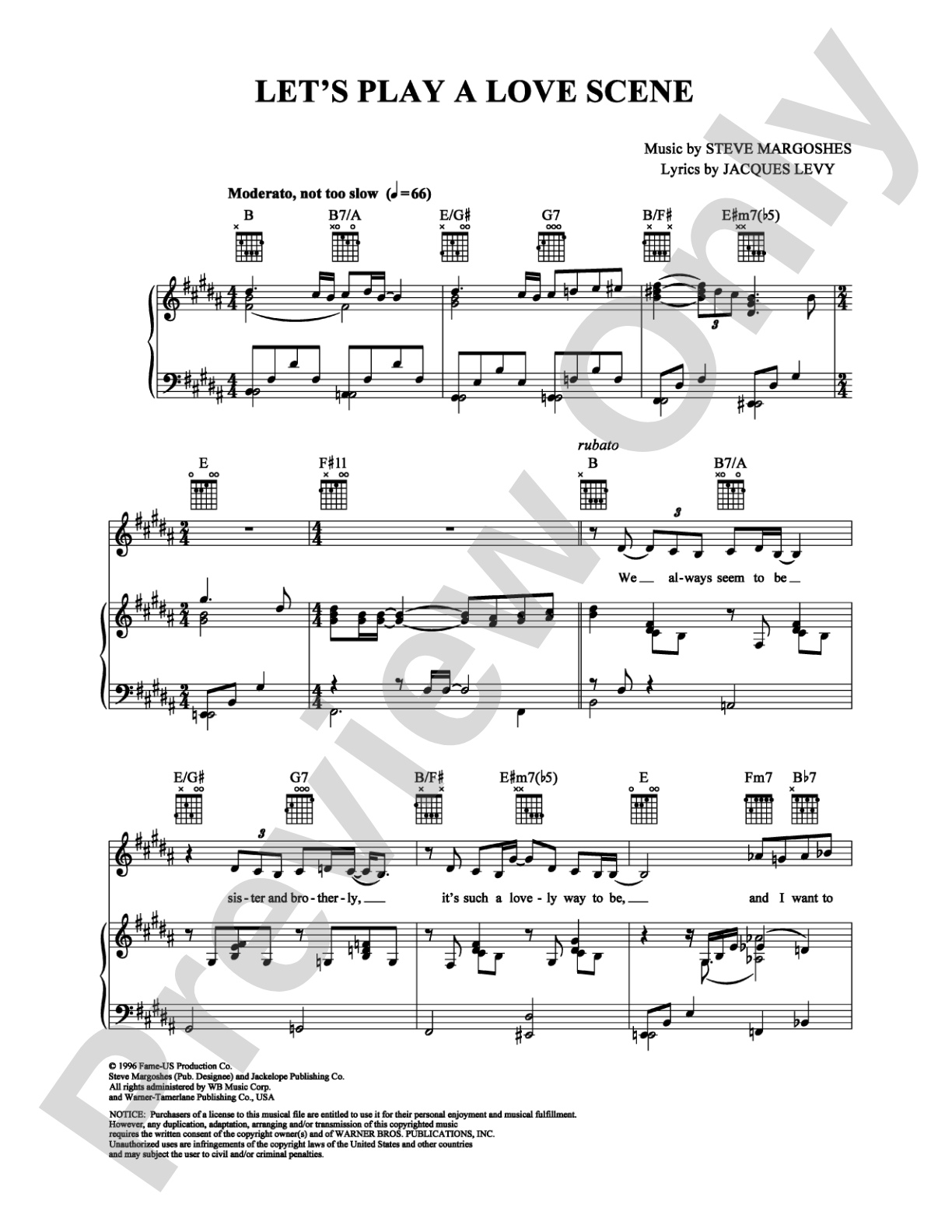 Let's Play a Love Scene: Piano/Vocal/Chords Digital Sheet Music