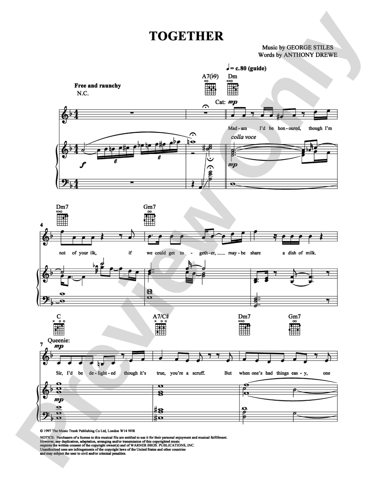 Together: Piano/Vocal/Chords Digital Sheet Music