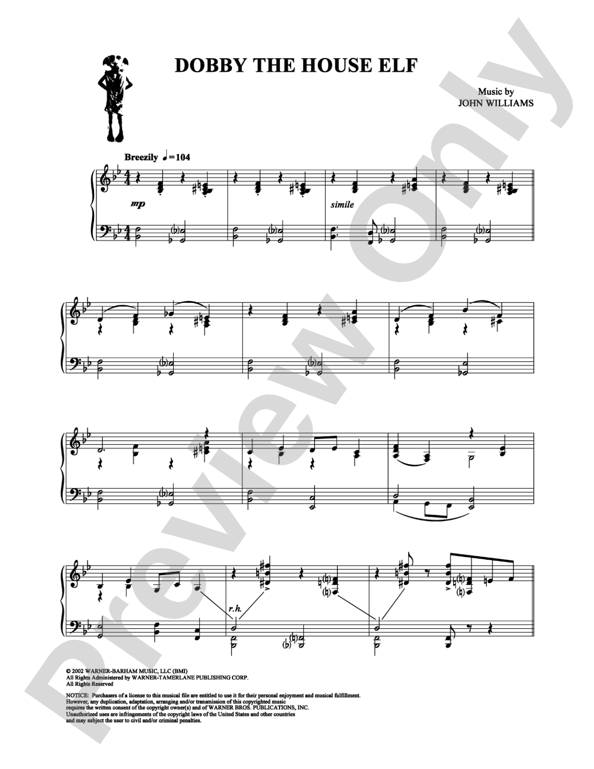 Dobby the House Elf: Piano Digital Sheet Music