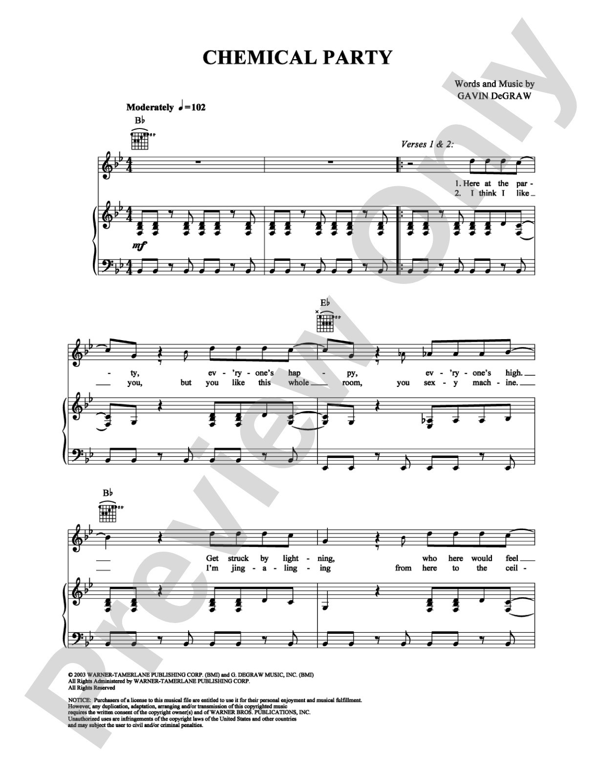 Chemical Party: Piano/Vocal/Chords Digital Sheet Music