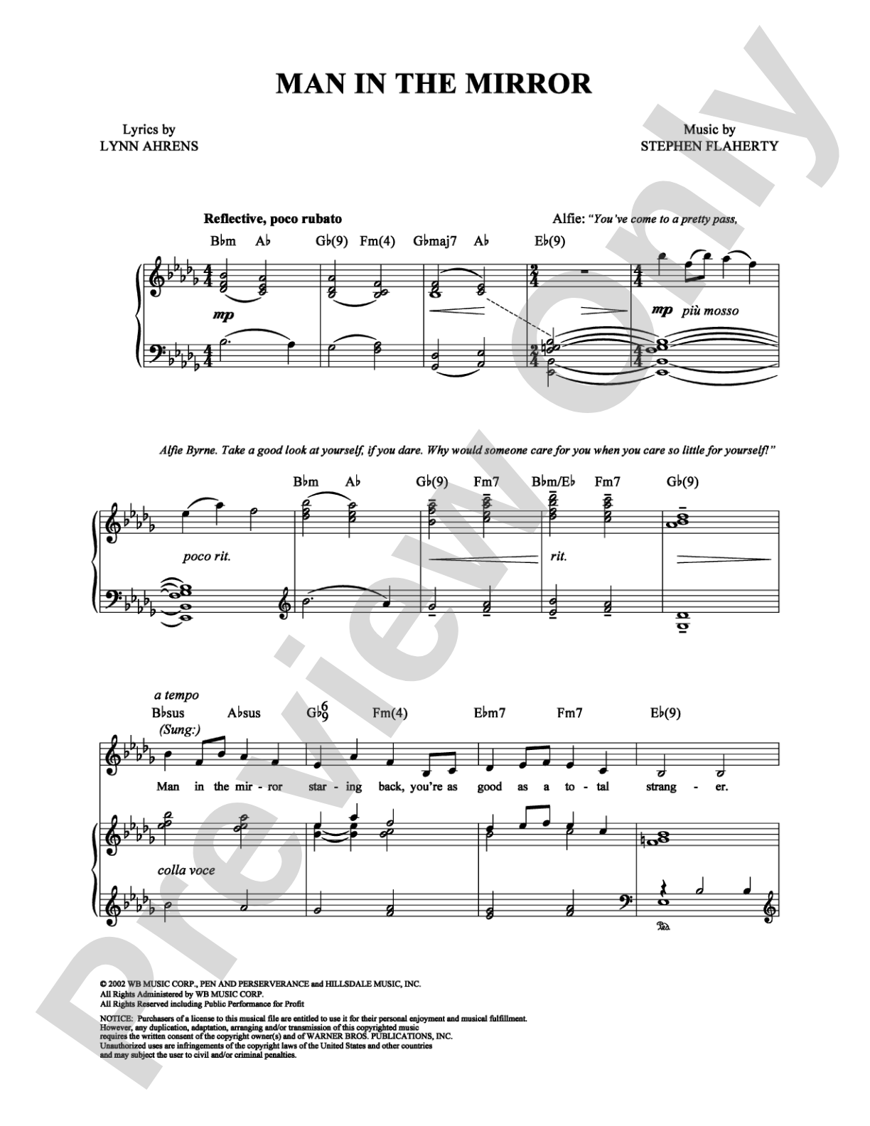 Man in the Mirror: Piano/Vocal/Chords Digital Sheet Music