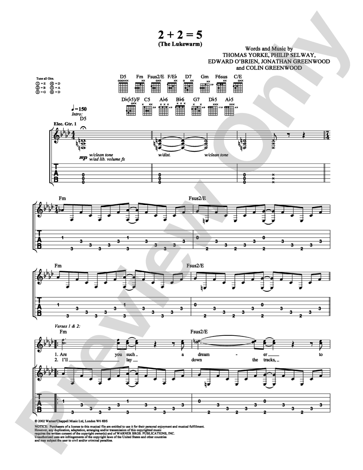 2 + 2 = 5: Guitar TAB Digital Sheet Music