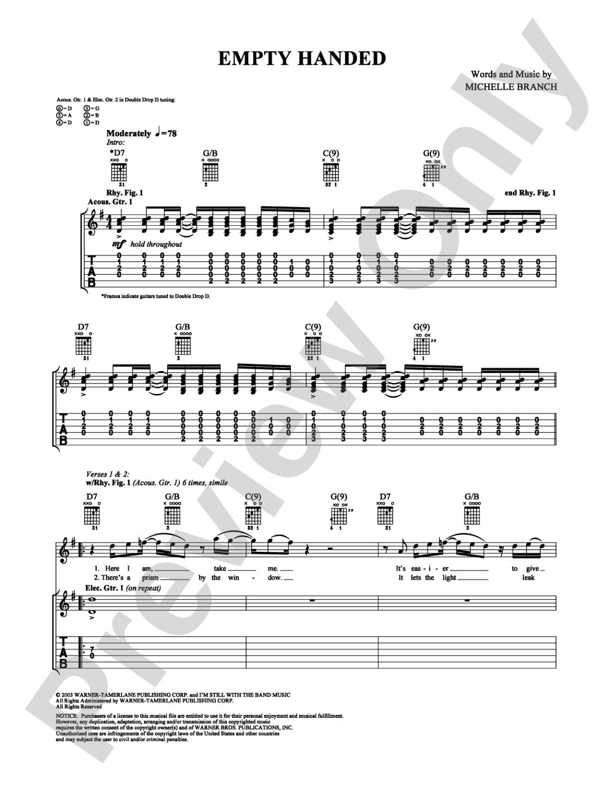 Empty Handed: Guitar TAB Digital Sheet Music