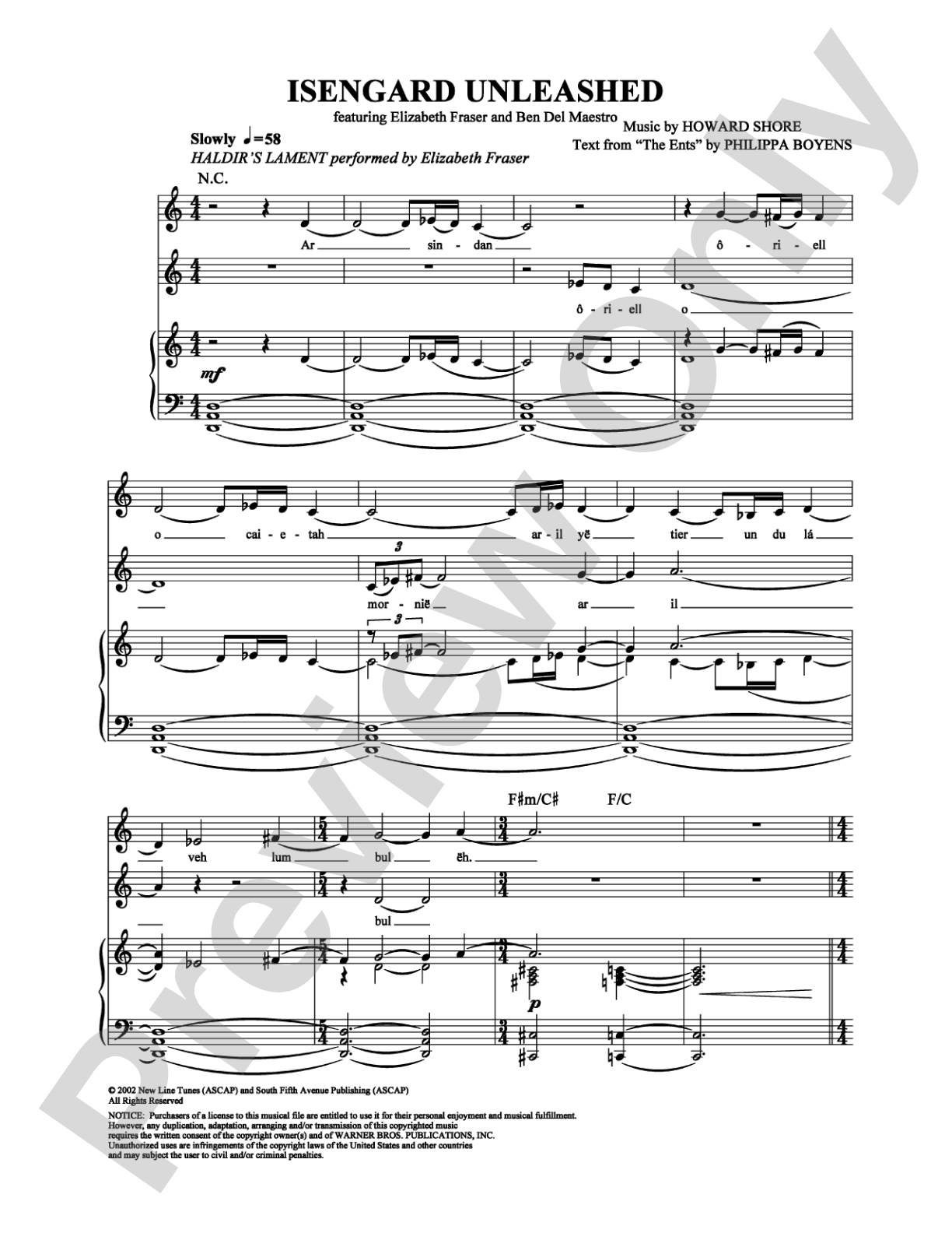 Isengard Unleashed: Piano/Vocal/Chords Digital Sheet Music