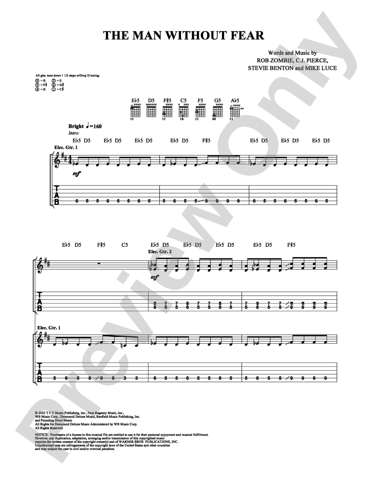 The Man Without Fear: Guitar TAB Digital Sheet Music