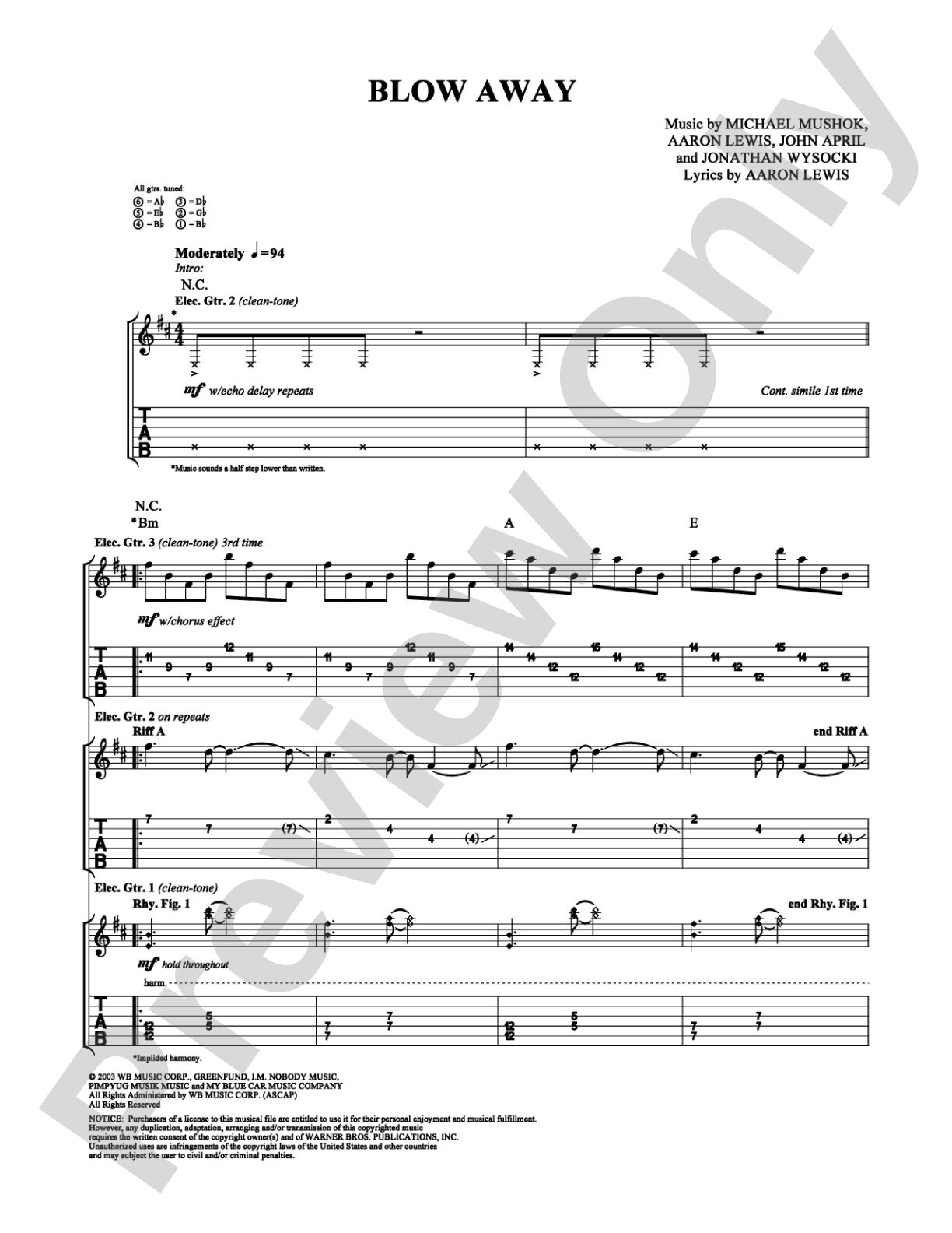 Blow Away: Guitar TAB Digital Sheet Music
