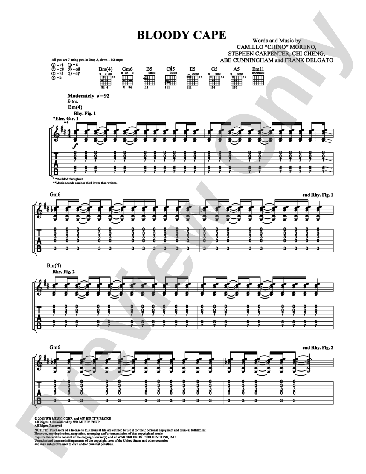 Bloody Cape: Guitar TAB Digital Sheet Music