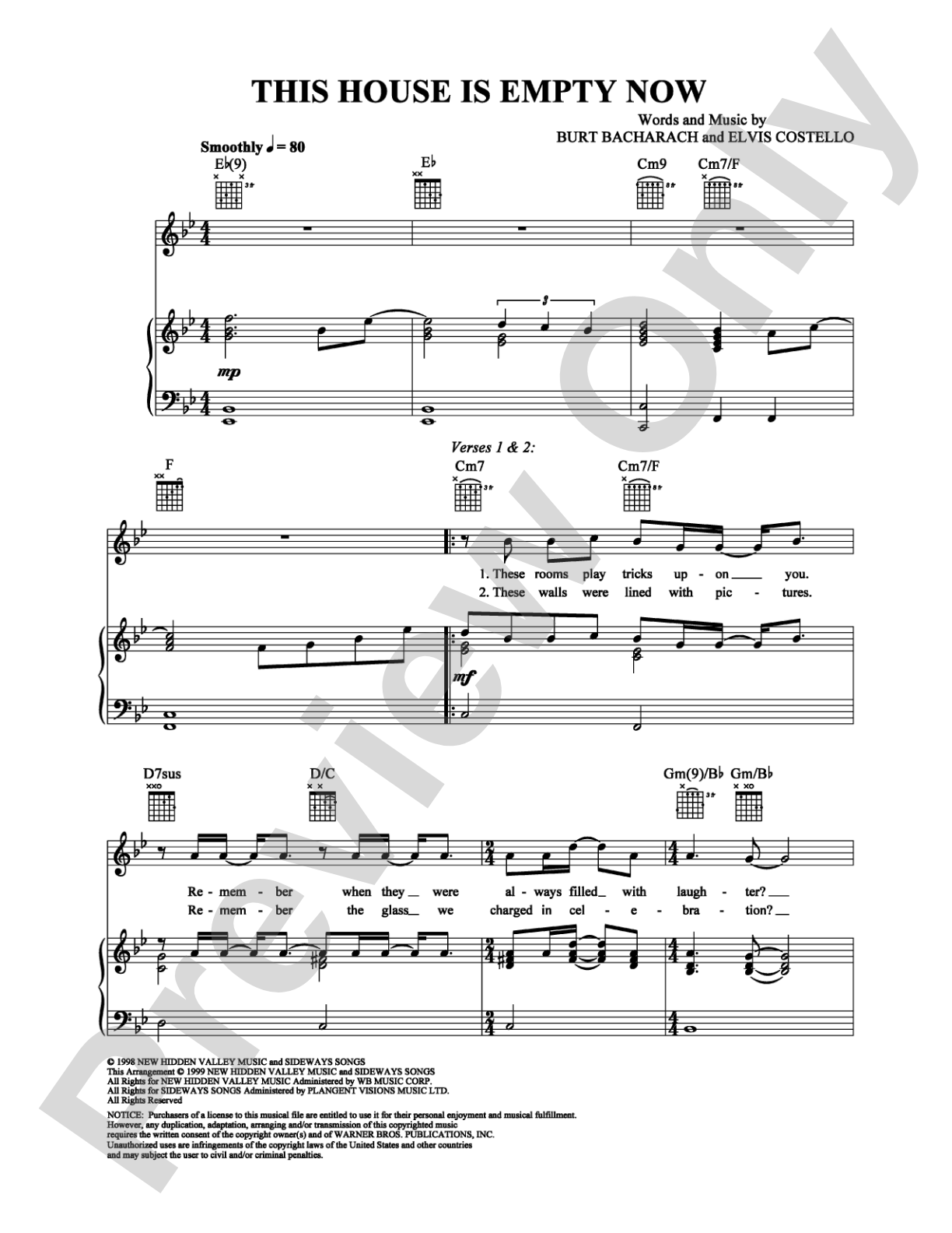 This House is Empty Now: Piano/Vocal/Chords Digital Sheet Music