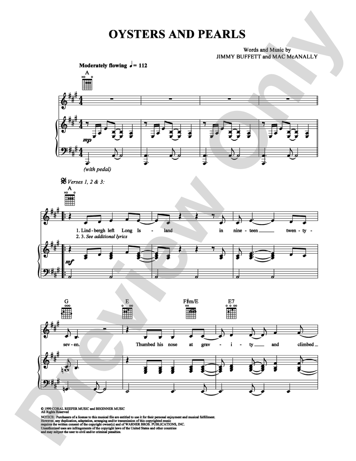 Oysters and Pearls: Piano/Vocal/Chords Digital Sheet Music