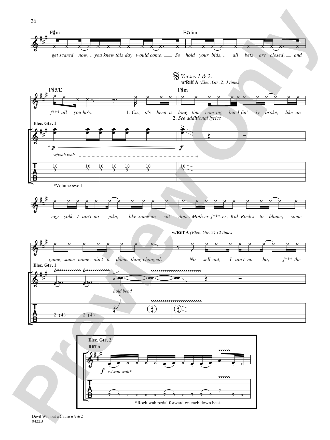 Devil Without A Cause: Authentic Guitar TAB