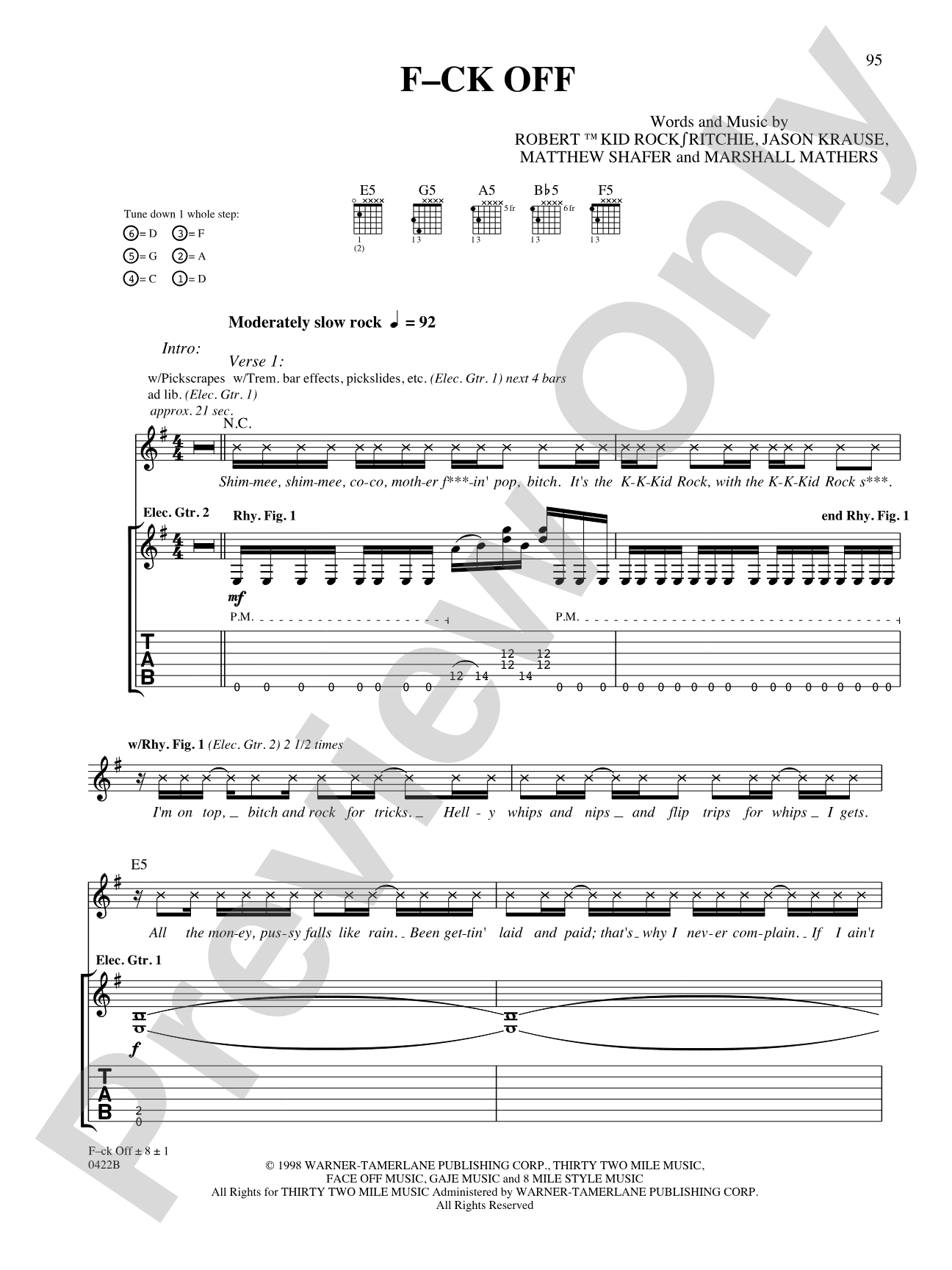 F-ck Off: Authentic Guitar TAB