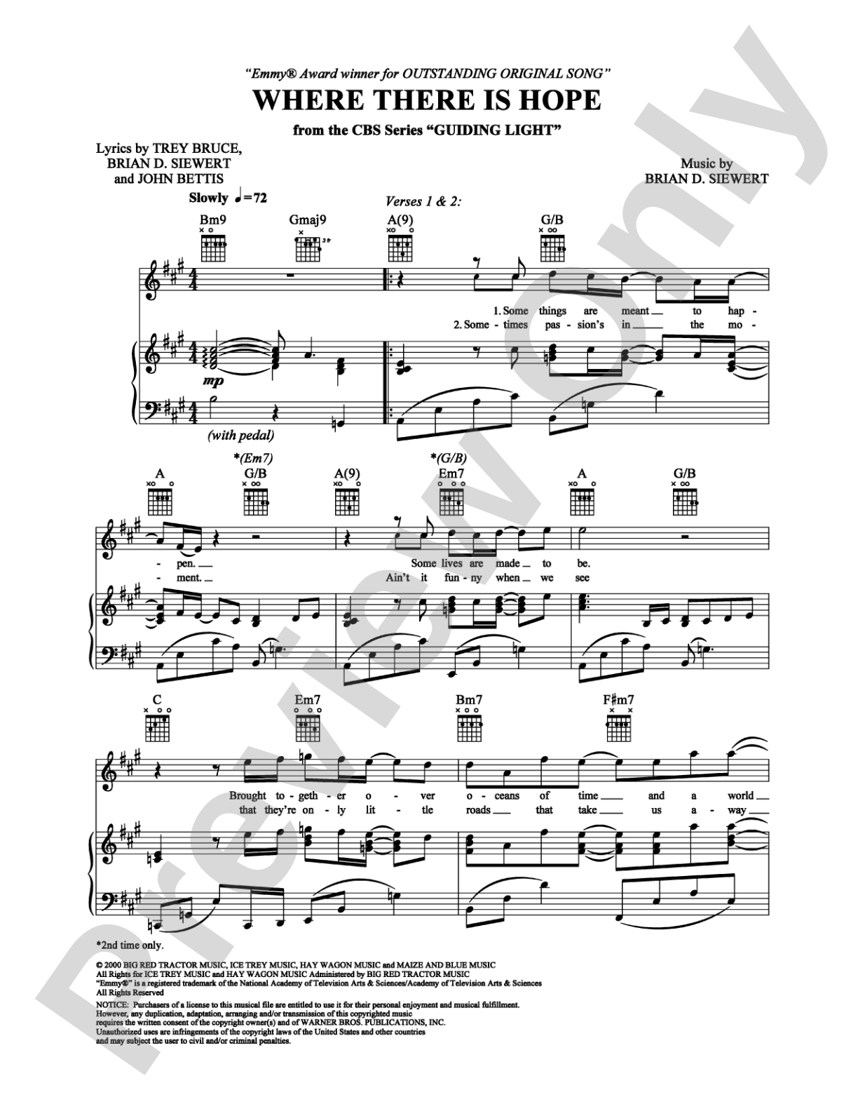 Where There Is Hope: Piano/Vocal/Chords Digital Sheet Music