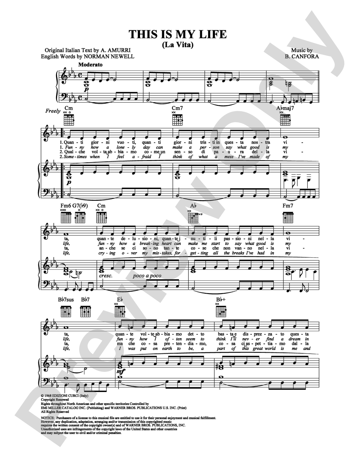 This Is My Life: Piano/Vocal/Chords Digital Sheet Music