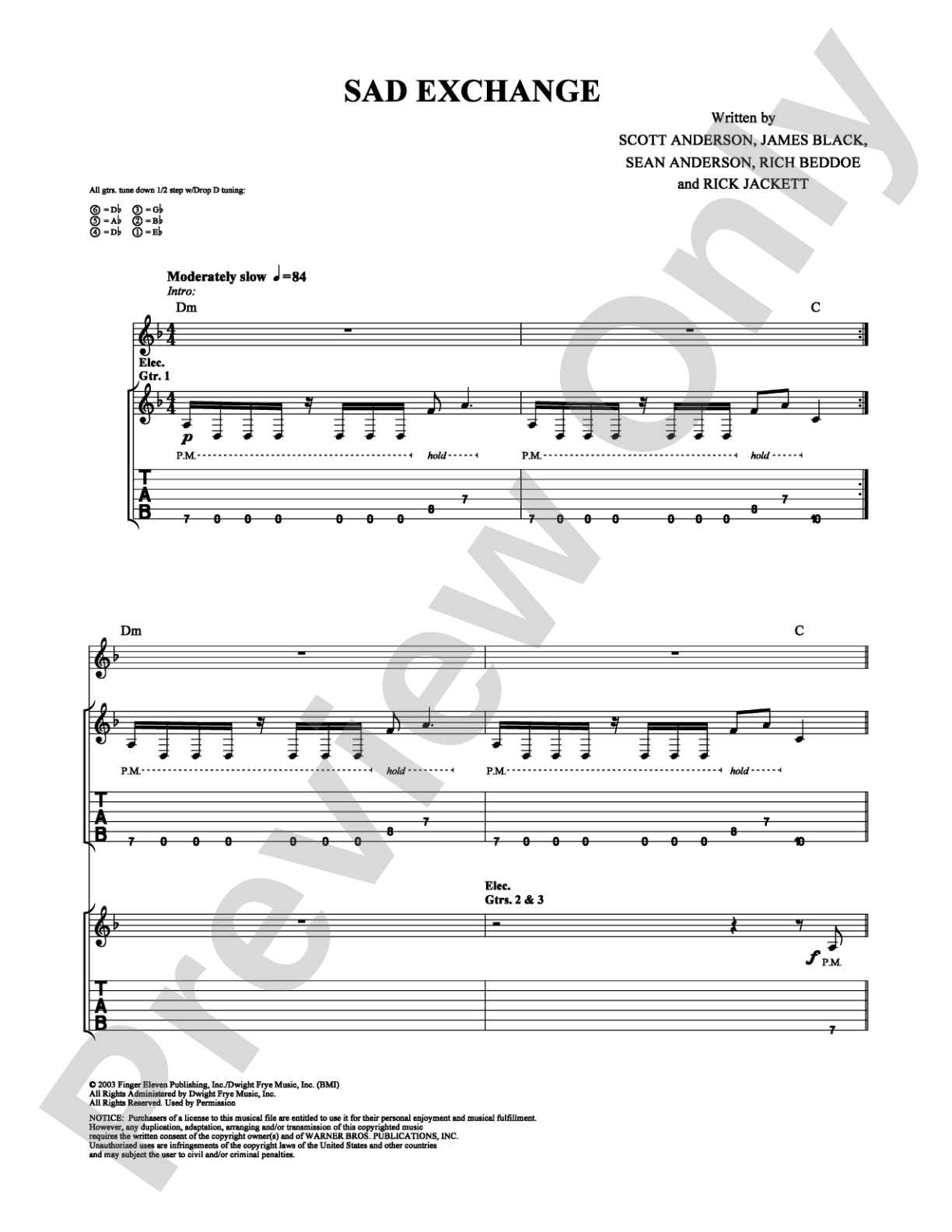 Sad Exchange: Guitar TAB Digital Sheet Music