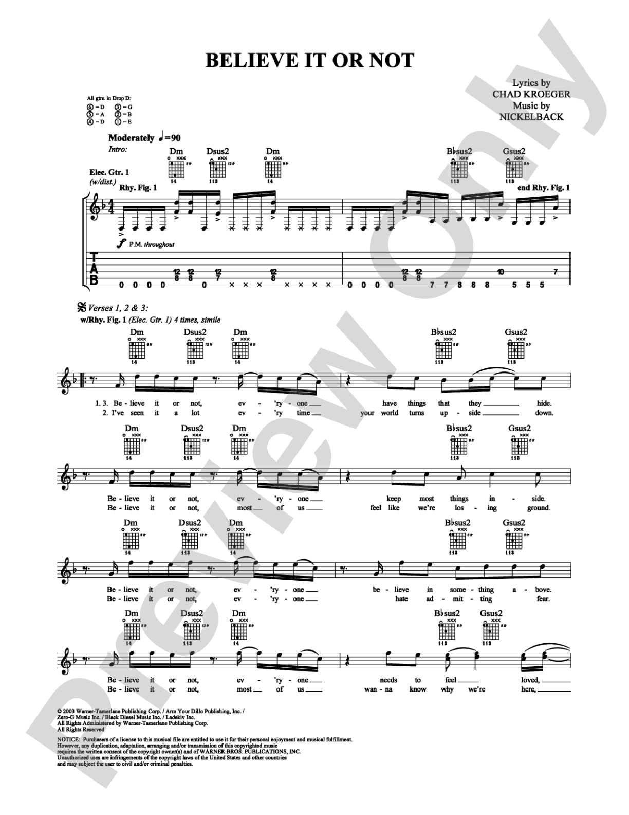 Believe It or Not: Guitar TAB Digital Sheet Music
